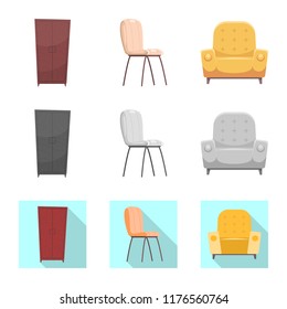 Isolated object of furniture and apartment icon. Collection of furniture and home vector icon for stock.