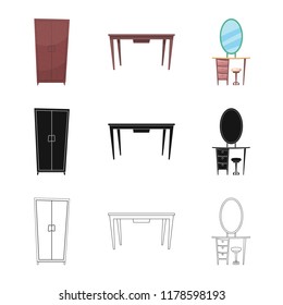 Isolated object of furniture and apartment icon. Set of furniture and home stock vector illustration.