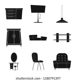 Isolated object of furniture and apartment icon. Collection of furniture and home vector icon for stock.