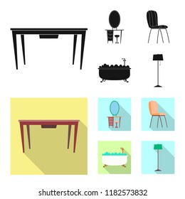 Isolated object of furniture and apartment icon. Collection of furniture and home vector icon for stock.