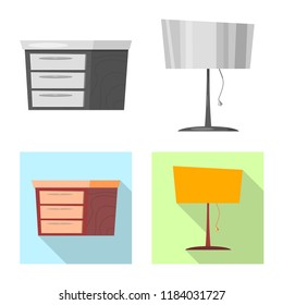 Isolated object of furniture and apartment icon. Set of furniture and home vector icon for stock.