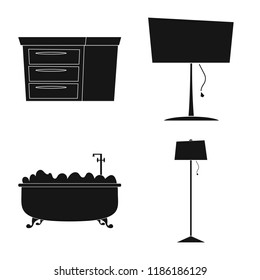 Isolated object of furniture and apartment icon. Set of furniture and home vector icon for stock.