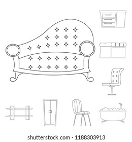 Isolated object of furniture and apartment icon. Set of furniture and home vector icon for stock.