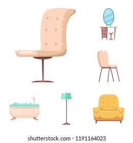 Isolated object of furniture and apartment icon. Set of furniture and home vector icon for stock.