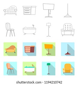 Isolated object of furniture and apartment icon. Set of furniture and home vector icon for stock.