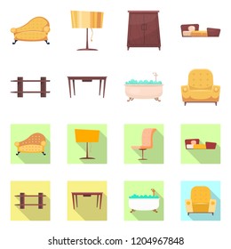 Isolated object of furniture and apartment icon. Collection of furniture and home vector icon for stock.