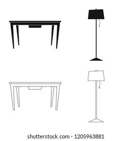 Isolated object of furniture and apartment icon. Set of furniture and home vector icon for stock.