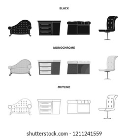 Isolated object of furniture and apartment icon. Collection of furniture and home vector icon for stock.