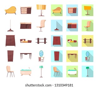 Isolated object of furniture and apartment icon. Collection of furniture and home vector icon for stock.