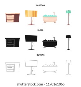 Isolated object of furniture and apartment logo. Collection of furniture and home stock symbol for web.