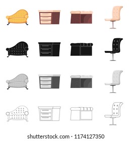 Isolated object of furniture and apartment logo. Set of furniture and home vector icon for stock.