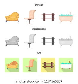 Isolated object of furniture and apartment logo. Collection of furniture and home vector icon for stock.