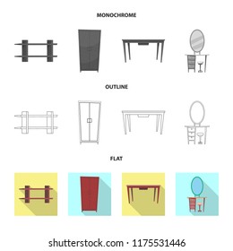Isolated object of furniture and apartment logo. Collection of furniture and home stock vector illustration.