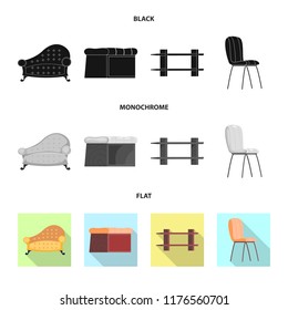Isolated object of furniture and apartment logo. Collection of furniture and home vector icon for stock.