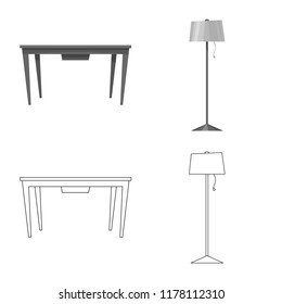 Isolated object of furniture and apartment logo. Set of furniture and home vector icon for stock.