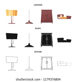 Isolated object of furniture and apartment logo. Set of furniture and home vector icon for stock.