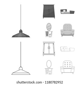 Isolated object of furniture and apartment logo. Collection of furniture and home stock symbol for web.