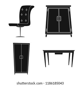 Isolated object of furniture and apartment logo. Set of furniture and home vector icon for stock.