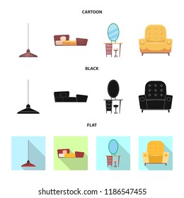 Isolated object of furniture and apartment logo. Collection of furniture and home vector icon for stock.