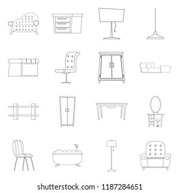 Isolated object of furniture and apartment logo. Set of furniture and home stock symbol for web.