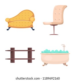 Isolated object of furniture and apartment logo. Collection of furniture and home vector icon for stock.