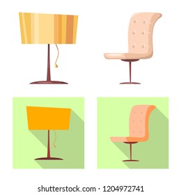 Isolated object of furniture and apartment logo. Collection of furniture and home vector icon for stock.
