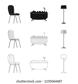 Isolated object of furniture and apartment logo. Collection of furniture and home stock symbol for web.