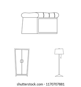 Isolated object of furniture and apartment sign. Collection of furniture and home stock symbol for web.