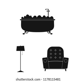 Isolated object of furniture and apartment sign. Collection of furniture and home stock vector illustration.