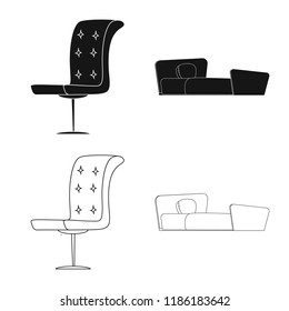 Isolated object of furniture and apartment sign. Collection of furniture and home stock vector illustration.