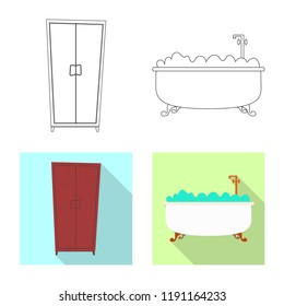 Isolated object of furniture and apartment sign. Set of furniture and home stock vector illustration.