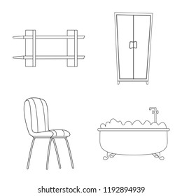 Isolated object of furniture and apartment sign. Set of furniture and home stock symbol for web.
