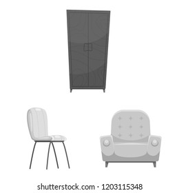 Isolated object of furniture and apartment sign. Set of furniture and home stock vector illustration.