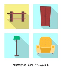 Isolated object of furniture and apartment sign. Collection of furniture and home vector icon for stock.
