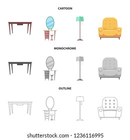 Isolated object of furniture and apartment sign. Collection of furniture and home stock symbol for web.