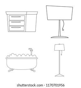 Isolated object of furniture and apartment symbol. Collection of furniture and home stock symbol for web.