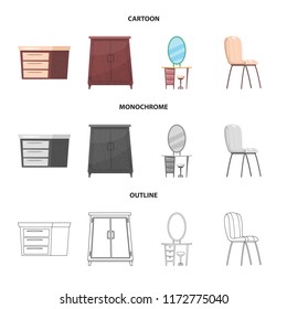 Isolated object of furniture and apartment symbol. Set of furniture and home vector icon for stock.