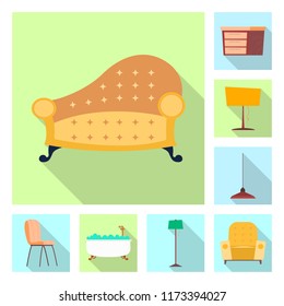 Isolated object of furniture and apartment symbol. Collection of furniture and home vector icon for stock.