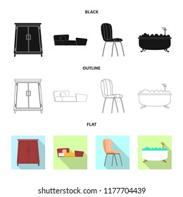 Isolated object of furniture and apartment symbol. Collection of furniture and home stock vector illustration.