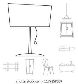 Isolated object of furniture and apartment symbol. Set of furniture and home stock vector illustration.