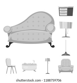 Isolated object of furniture and apartment symbol. Collection of furniture and home stock vector illustration.