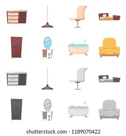 Isolated object of furniture and apartment symbol. Collection of furniture and home vector icon for stock.