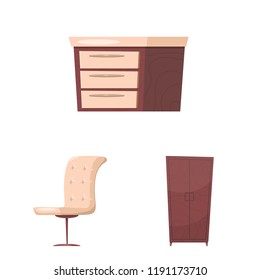 Isolated object of furniture and apartment symbol. Set of furniture and home vector icon for stock.