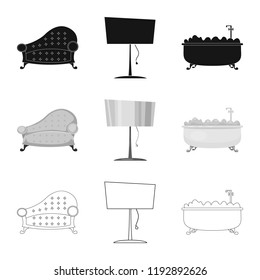 Isolated object of furniture and apartment symbol. Collection of furniture and home stock symbol for web.