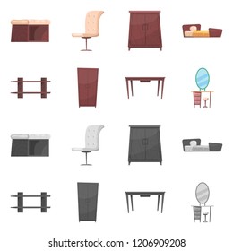 Isolated object of furniture and apartment symbol. Set of furniture and home stock vector illustration.