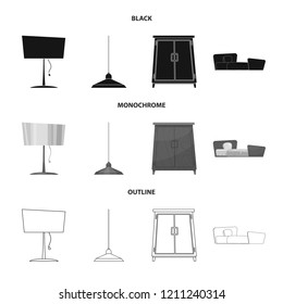 Isolated object of furniture and apartment symbol. Set of furniture and home vector icon for stock.