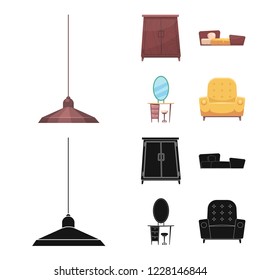Isolated object of furniture and apartment symbol. Collection of furniture and home vector icon for stock.
