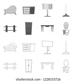 Isolated object of furniture and apartment symbol. Set of furniture and home vector icon for stock.