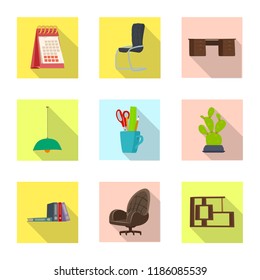 Isolated object of furniture and work icon. Collection of furniture and home stock symbol for web.