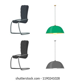 Isolated object of furniture and work icon. Set of furniture and home stock symbol for web.